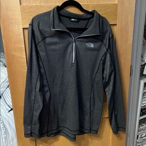 The North Face Charcoal Gray Logo Pullover 1/4 zip